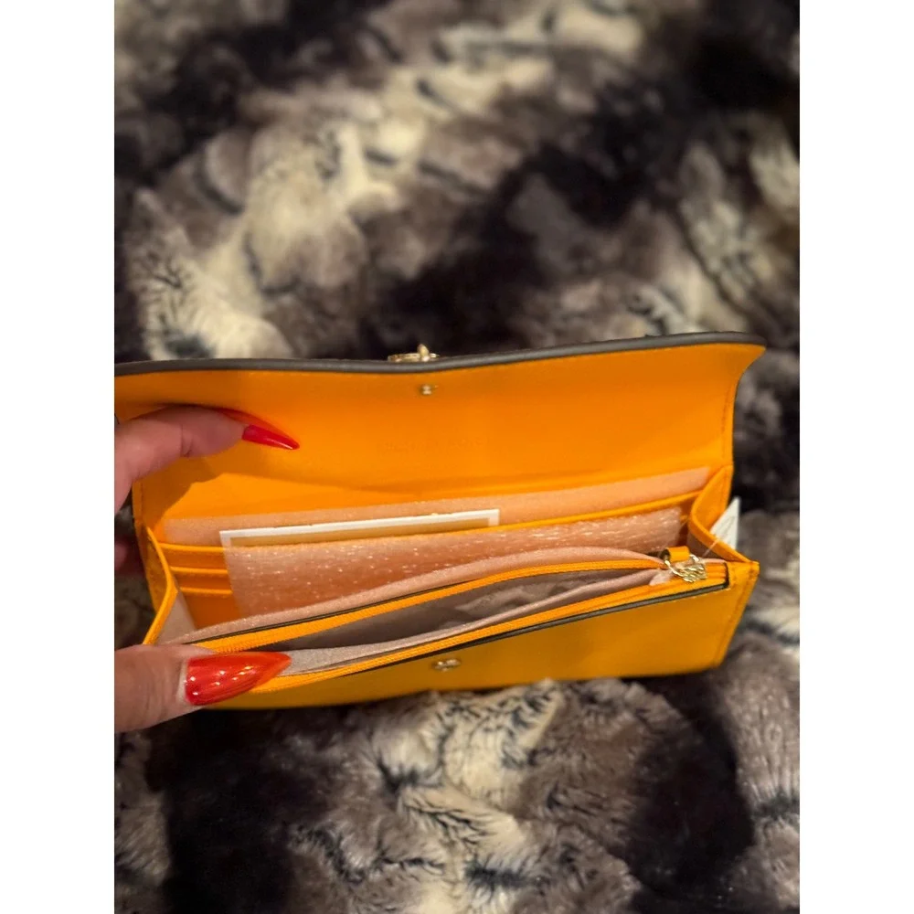 Michael Kors Hamilton‎ Pop Orange Leather LG Flap Continental Wallet